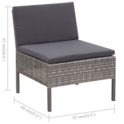 vidaXL Salon de jardin 3 pcs avec coussins Résine tressée Gris