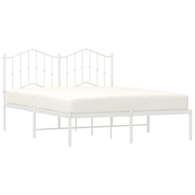 vidaXL Cadre de lit métal sans matelas et tête de lit blanc 135x190 cm