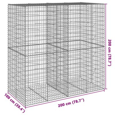 vidaXL Panier gabion avec couvercle 200x100x200 cm fer galvanisé