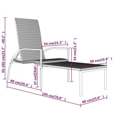 vidaXL Chaises longues avec repose-pied lot de 2 Résine tressée Noir