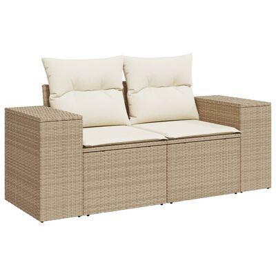 vidaXL Salon de jardin avec coussins 10 pcs beige résine tressée