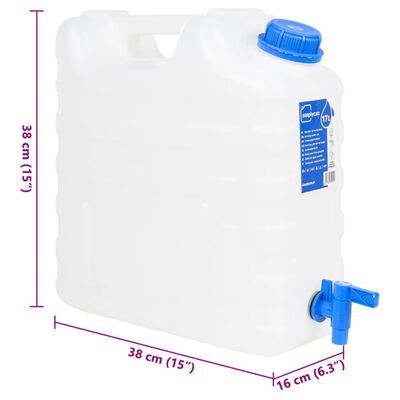 vidaXL Réservoir d'eau avec robinet transparent 15 L plastique