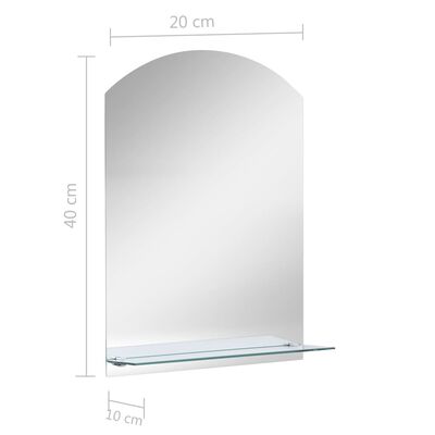 vidaXL Miroir mural avec étagère 20x40 cm Verre trempé