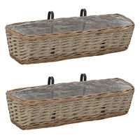 vidaXL Jardinière de balcon 2 pcs Osier avec doublure en PE 60 cm