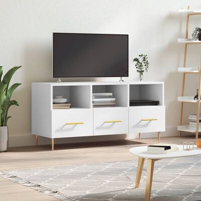 vidaXL Meuble TV blanc 102x36x50 cm bois d'ingénierie