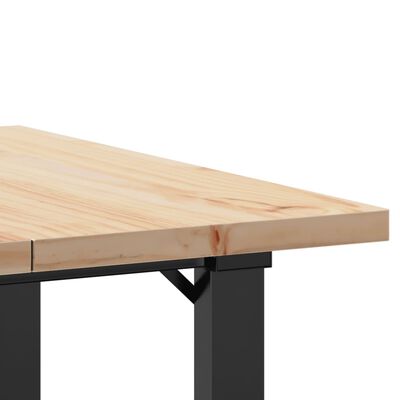 vidaXL Table à manger cadre en O 70x70x75,5cm bois de pin massif fonte