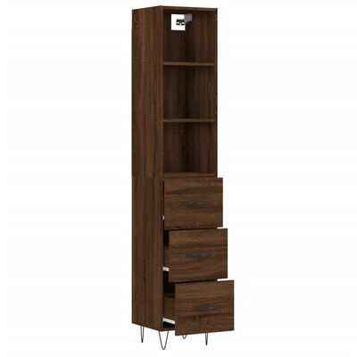 vidaXL Buffet haut Chêne marron 34,5x34x180 cm Bois d'ingénierie