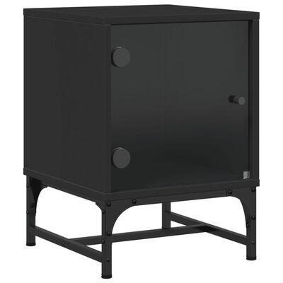 vidaXL Tables de chevet avec portes en verre 2 pcs noir 35x37x50 cm