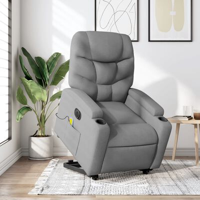 vidaXL Fauteuil inclinable de massage électrique Gris clair Tissu