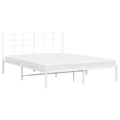 vidaXL Cadre de lit métal sans matelas et tête de lit blanc 160x200 cm