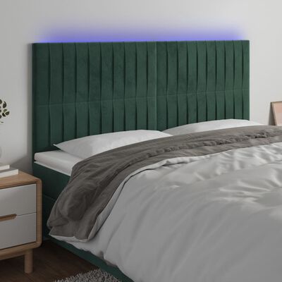 vidaXL Tête de lit à LED Vert foncé 180x5x118/128 cm Velours