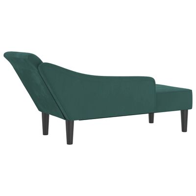 vidaXL Chaise longue avec coussins vert foncé velours