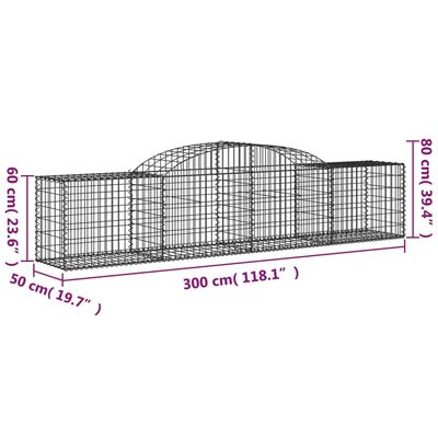 vidaXL Paniers à gabions arqués 7 pcs 300x50x60/80 cm fer galvanisé