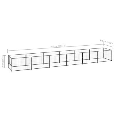 vidaXL Chenil Noir 6 m² Acier