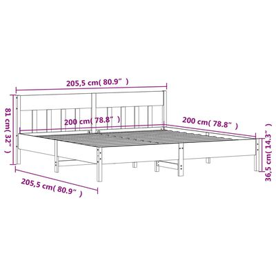 vidaXL Cadre de lit sans matelas blanc 200x200 cm bois massif de pin