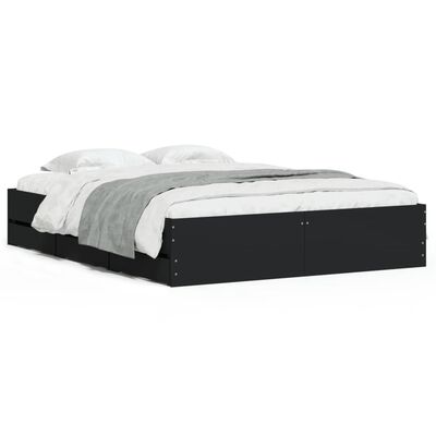 vidaXL Cadre de lit avec tiroirs sans matelas noir 140x190 cm