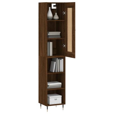 vidaXL Buffet haut Chêne marron 34,5x34x180 cm Bois d'ingénierie