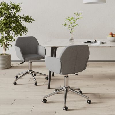 vidaXL Chaises pivotantes à manger lot de 2 Gris clair Tissu