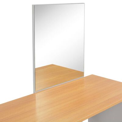 vidaXL Coiffeuse avec miroir et tabouret Gris 104x45x131 cm