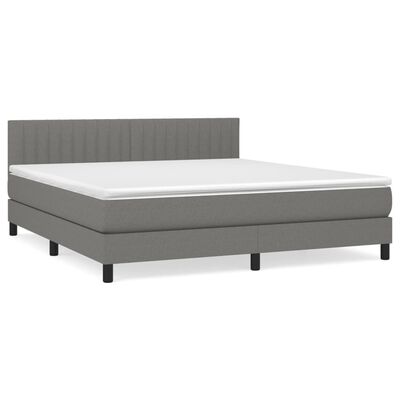 vidaXL Sommier à lattes de lit avec matelas Gris foncé 180x200cm Tissu