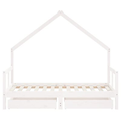 vidaXL Cadre de lit pour enfant tiroirs blanc 80x160cm bois pin massif