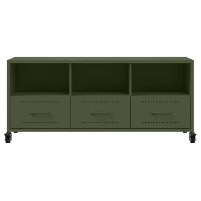 vidaXL Meuble TV vert olive 100,5x39x43,5 cm acier