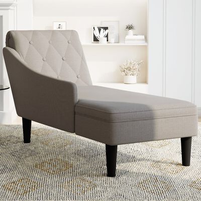 vidaXL Fauteuil long avec coussin et accoudoir droit taupe tissu