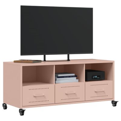 vidaXL Meuble TV rose 100,5x39x43,5 cm acier