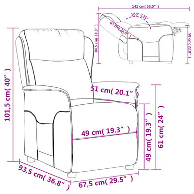 vidaXL Fauteuil inclinable Gris clair Tissu