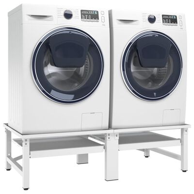 vidaXL Socle de lave-linge et sèche-linge et étagère coulissante Blanc