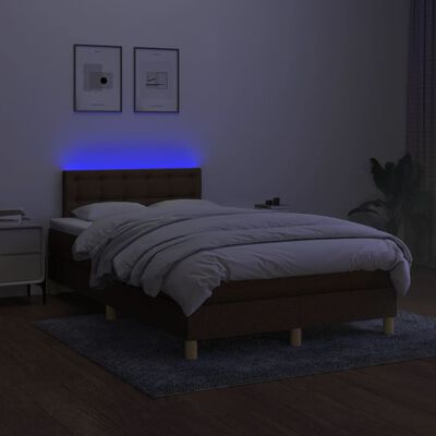 vidaXL Sommier à lattes de lit matelas et LED marron foncé 120x190 cm