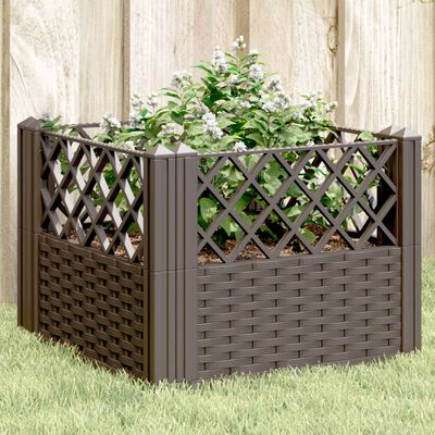 vidaXL Jardinière avec piquets marron 43,5x43,5x43,5 cm PP