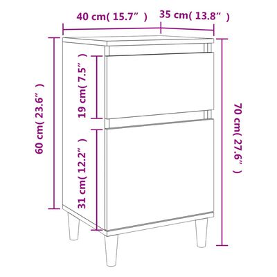 vidaXL Table de chevet noir 40x35x70 cm