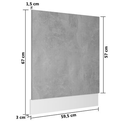 vidaXL Panneau de lave-vaisselle Gris béton Bois d'ingénierie