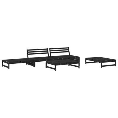 vidaXL Salon de jardin 5 pcs avec coussins noir bois massif