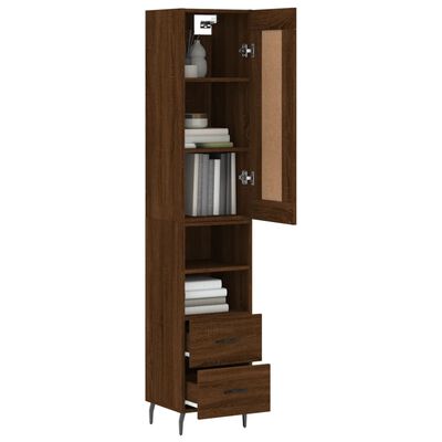 vidaXL Buffet haut Chêne marron 34,5x34x180 cm Bois d'ingénierie