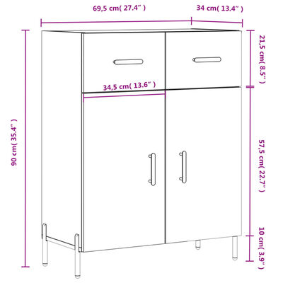 vidaXL Buffet chêne sonoma 69,5x34x90 cm bois d'ingénierie