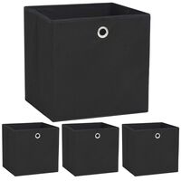 vidaXL Boîte de rangement 4 pcs Tissu non-tissé 32x32x32 cm Noir