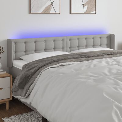 vidaXL Tête de lit à LED Gris clair 163x16x78/88 cm Tissu