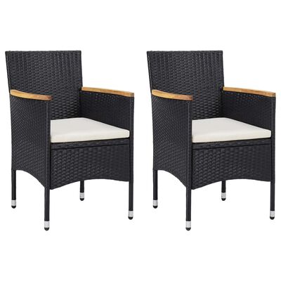 vidaXL Ensemble à manger de jardin 3 pcs Noir Résine tressée et acacia