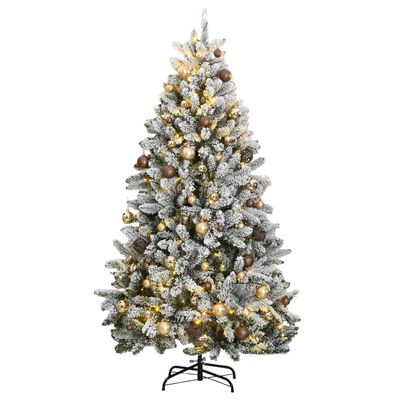 vidaXL Sapin de Noël artificiel articulé 300 LED et boules 240 cm