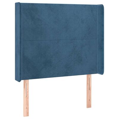 vidaXL Tête de lit avec oreilles Bleu foncé 93x16x118/128 cm Velours