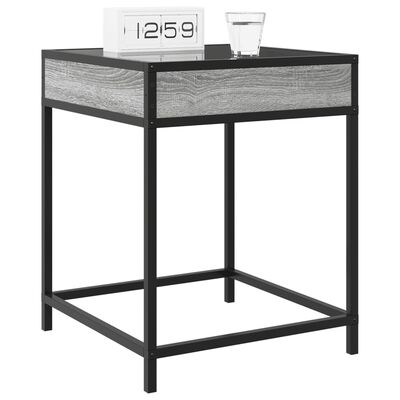 vidaXL Table de chevet avec LED infini sonoma gris 40x40x51 cm