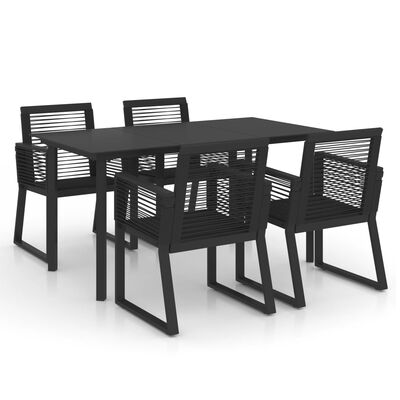 vidaXL Ensemble à manger d'extérieur 5 pcs Rotin PVC Noir