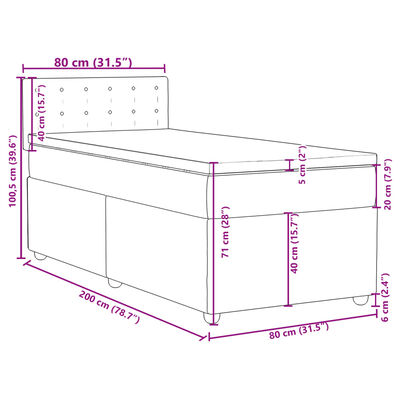 vidaXL Sommier à lattes de lit avec matelas Bleu 80x200 cm Tissu