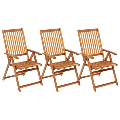 vidaXL Chaises pliables de jardin 3 pcs avec coussins Bois d'acacia