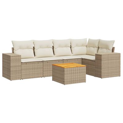 vidaXL Salon de jardin avec coussins 6 pcs beige résine tressée