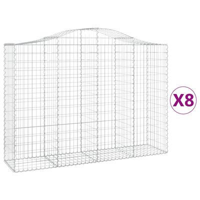 vidaXL Paniers à gabions arqués 8 pcs 200x50x140/160 cm Fer galvanisé