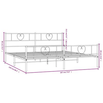 vidaXL Cadre de lit métal sans matelas avec pied de lit noir 183x213cm