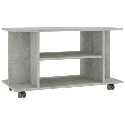 vidaXL Meuble TV et roulettes gris béton 80x40x45 cm bois d'ingénierie